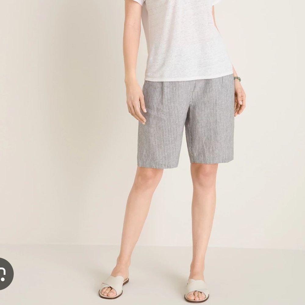 Chico’s Striped Gray Drawstring Shorts with pockets NWT cabincore, backyard bbq, - Picture 12 of 12